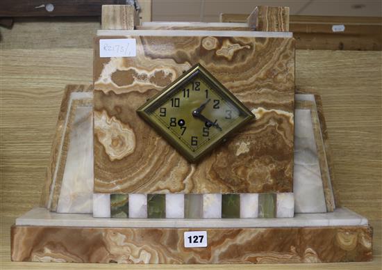 An Art Deco marble clock
